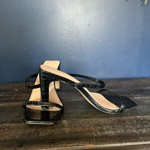 Black croc strappy sandals